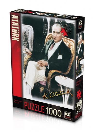 Ks Games 1000 Parça Kahve İçen Atatürk Kutulu Puzzle/Yapboz