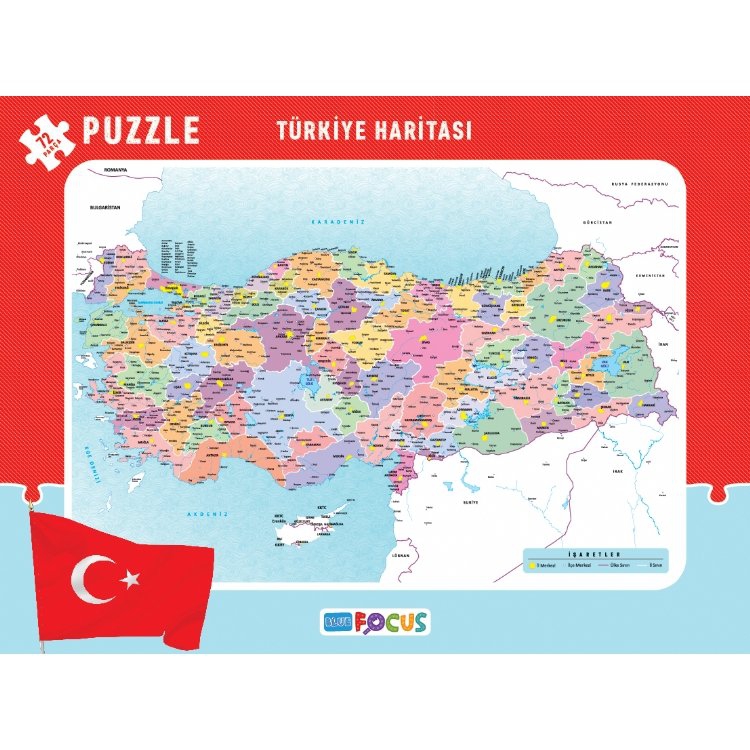 Türkiye%20Haritası%20Frame%20Puzzle/Yapboz%2072%20Parça%2029x39%20cm