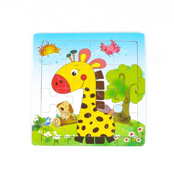 16 Parça Renkli Ahşap Puzzle 5’li Set Sevimli Hayvanlar