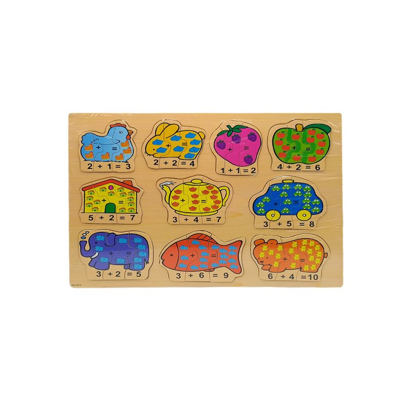 Matematik Öğretici Renkli Ahşap Puzzle Yapboz Montessori Set 30 Parça