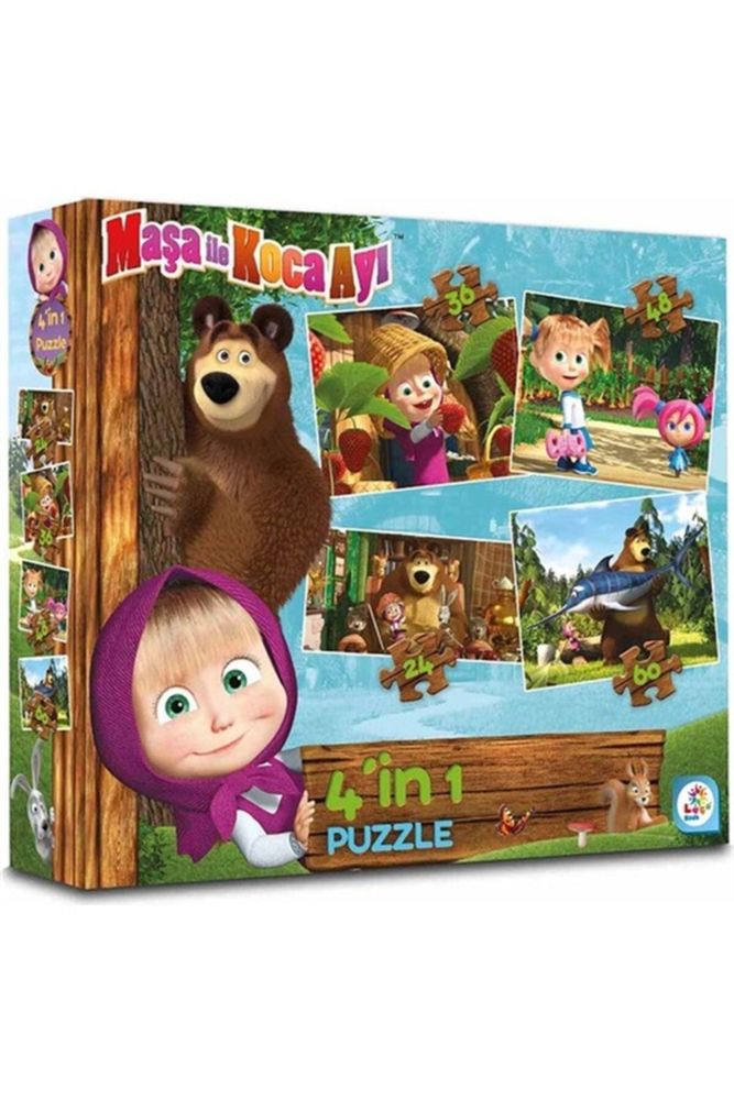 Maşa Ile Koca Ayı 60 + 48 + 36 + 24 Parça 4in1 Puzzle