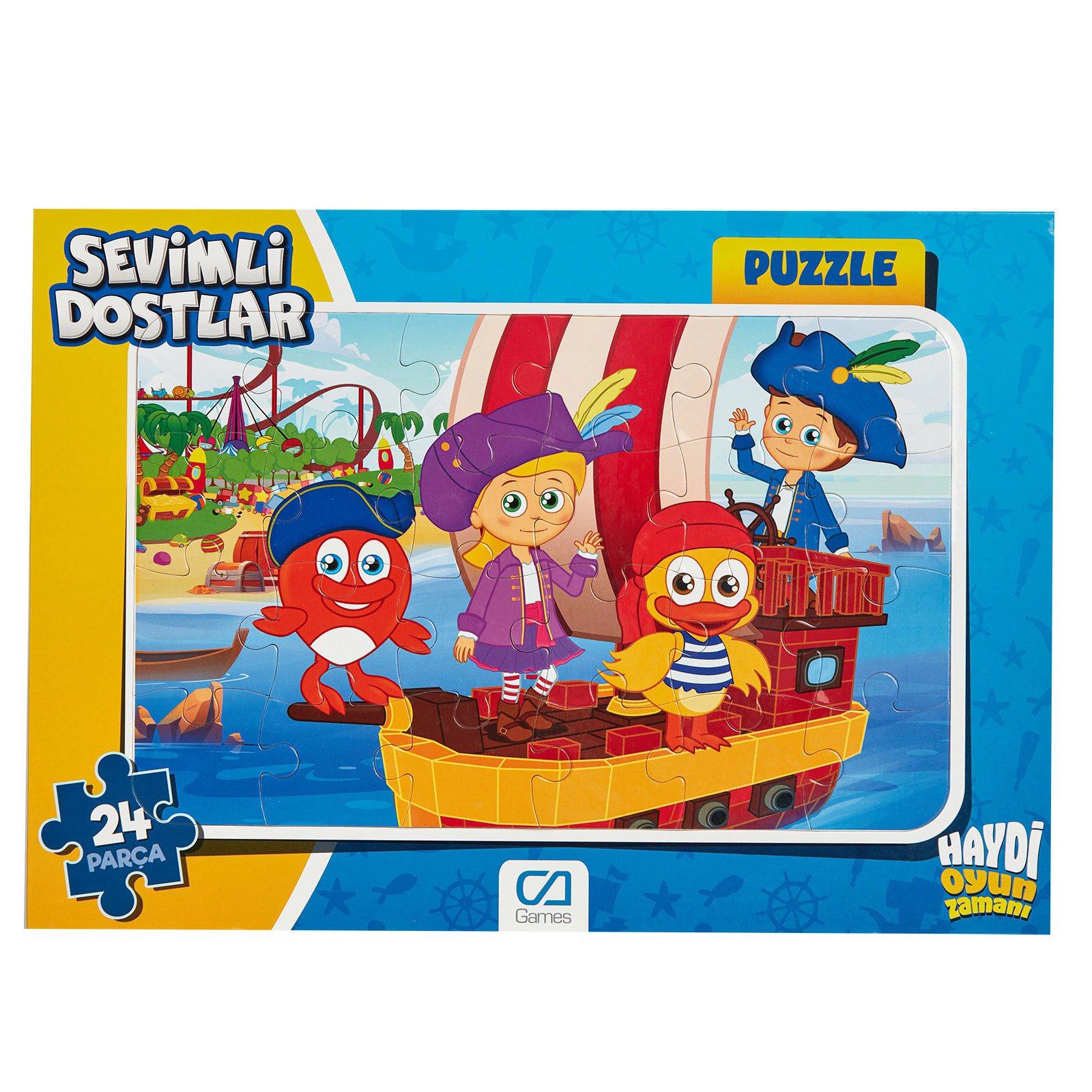 Sevimli Dostlar Kırmızı Balık Frame Puzzle/yapboz 24 Parça (Mavi Tema)