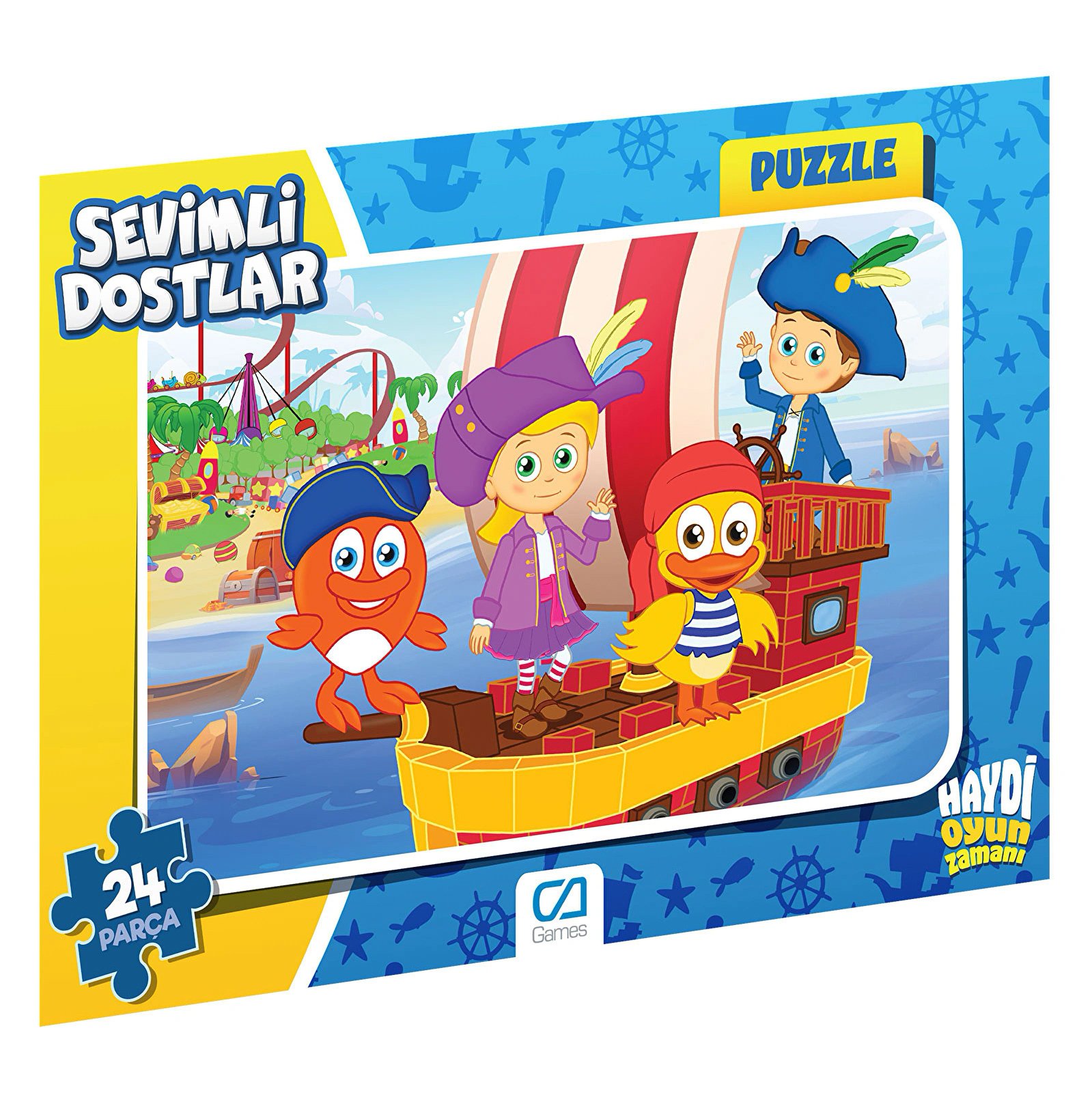 Sevimli Dostlar Kırmızı Balık Frame Puzzle/yapboz 24 Parça (Mavi Tema)