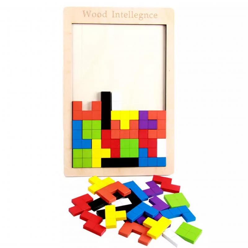 Montessori Ahşap Tetris & Blok Puzzle Zeka Oyuncağı Seti