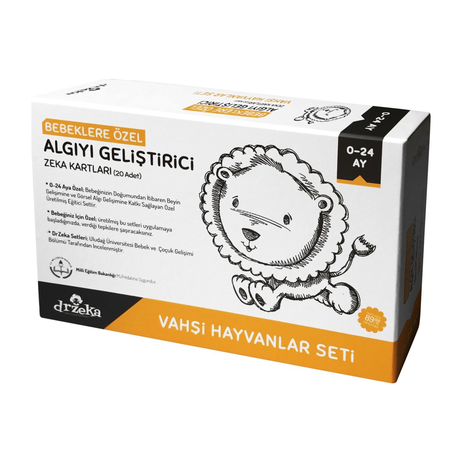 Bebeklere Özel Dikkat ve Algı Geliştirici Zeka Kartları - Vahşi Hayvanlar Seti 0-24 Ay