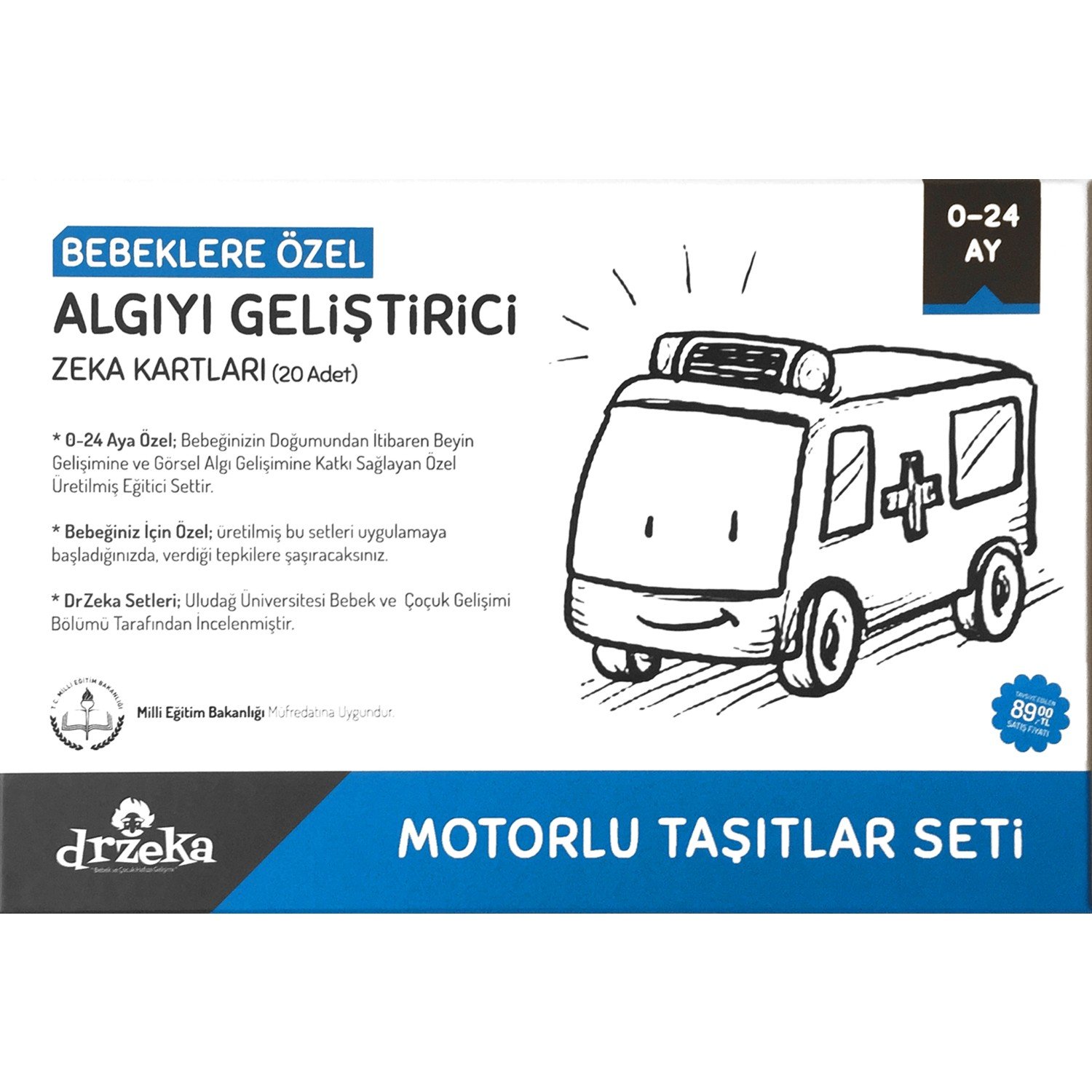 Bebeklere Özel Dikkat ve Algı Geliştirici Zeka Kartları - Taşıtlar Seti 0-24 Ay