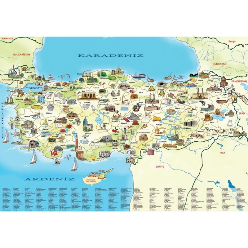 Türkiye Kültür Haritası Eğitici Puzzle/Yapboz 100 Parça