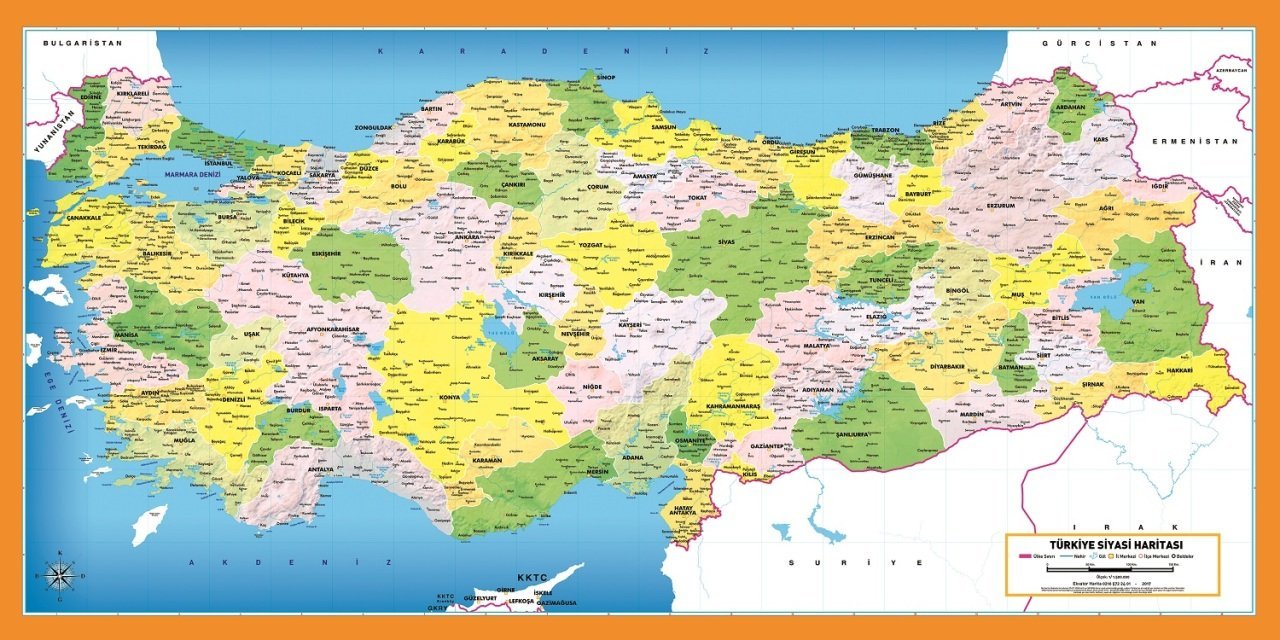 İl Sınırlarına Göre Kesilmiş Türkiye Haritası Puzzle/Yapboz 140 Parça
