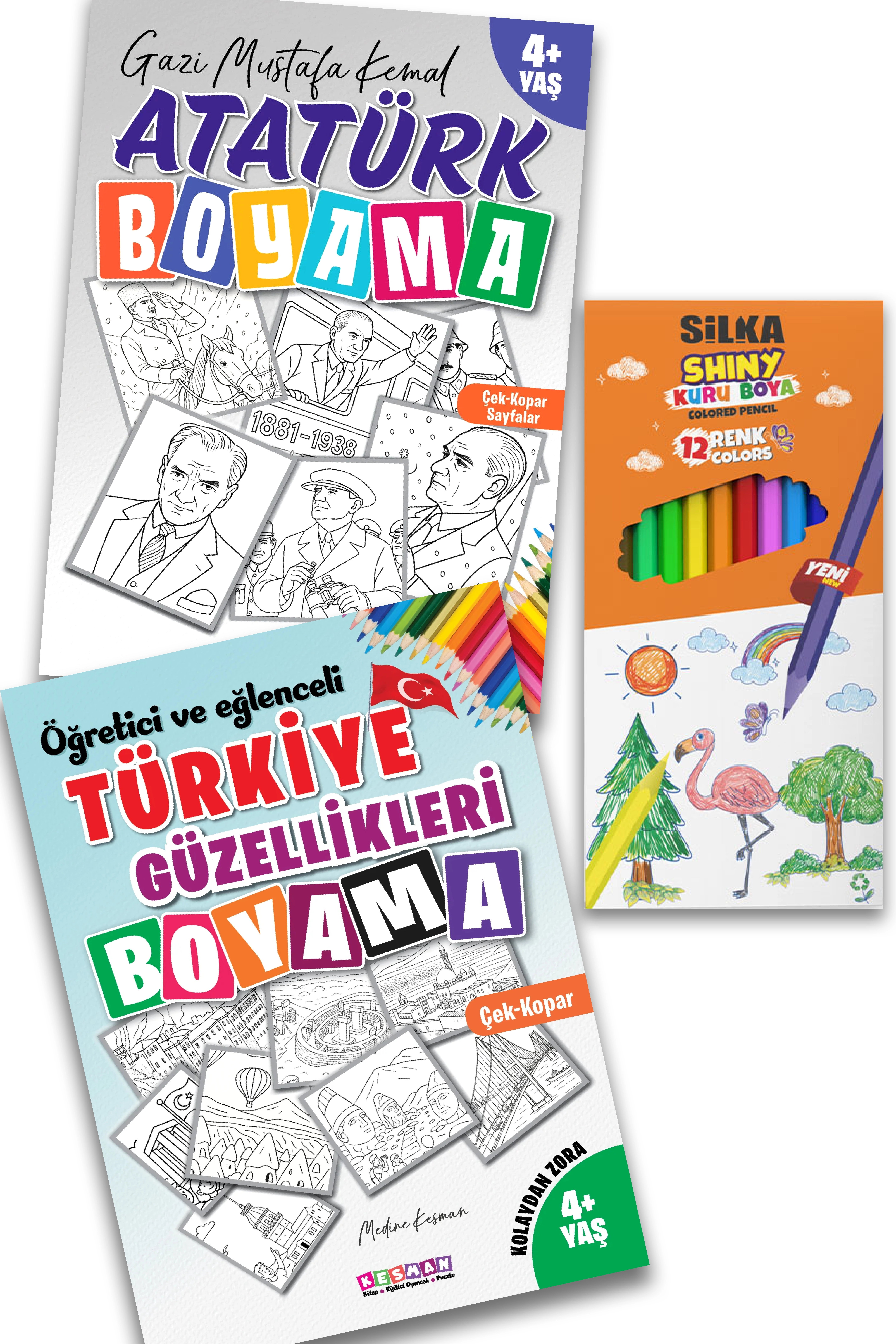 Türkiye Güzellikleri Boyama + Atatürk Boyama Kitabı Seti (Boyama Kalemi Hediyeli)