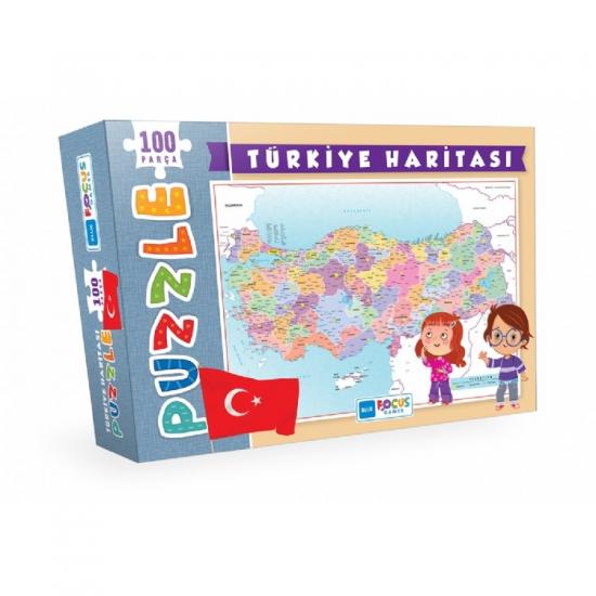 Blue Focus Türkiye Haritası Kutulu Puzzle/Yapboz 100’parça 33x48