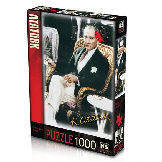 Ks Games 1000 Parça Kahve İçen Atatürk Kutulu Puzzle/Yapboz