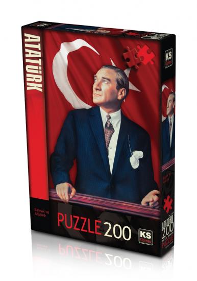KS Games Türk Bayrağı ve Atatürk Kutulu Puzzle/Yapboz 200 Parça