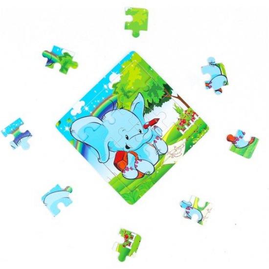 16 Parça Renkli Ahşap Puzzle 5’li Set Sevimli Hayvanlar