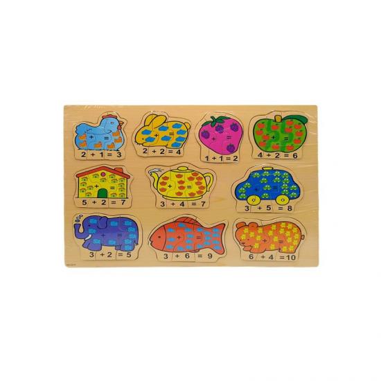 Matematik Öğretici Renkli Ahşap Puzzle Yapboz Montessori Set 30 Parça