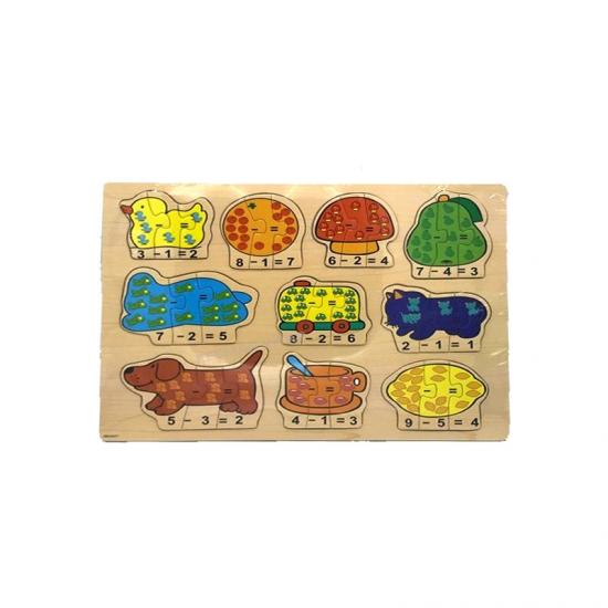 Matematik Öğretici Renkli Ahşap Puzzle Yapboz Montessori Set 30 Parça