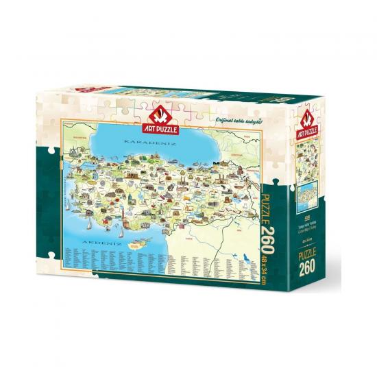 Türkiye Kültür Haritası 260 Parça Eğitici Kutulu Puzzle/Yapboz