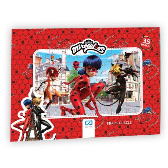 Miraculous Uğur Böceği ve Kara Kedi Frame Puzzle/Yapboz 35 Parça Kırmızı