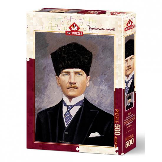 500 Parça Cumhurbaşkanı Atatürk Portresi Kutulu Puzzle/Yapboz
