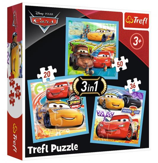 Disney Cars Yarış Hazırlıkları 3’lü Kutulu Puzzle/Yapboz 20+36+50 parça