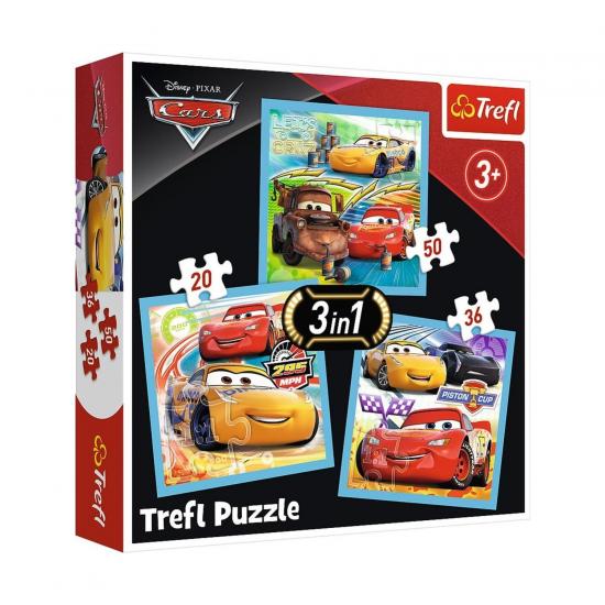 Disney Cars Yarış Hazırlıkları 3’lü Kutulu Puzzle/Yapboz 20+36+50’parça
