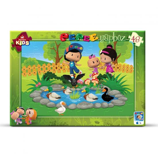 Pepee 48 Parça Puzzle/Yapboz (Pepe Ördekli Parkta)