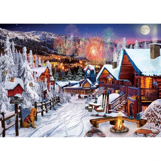 Kış Eğlencesi Kutulu Puzzle/Yapboz 1000 Parça (Gerçek Tablo Tadında)
