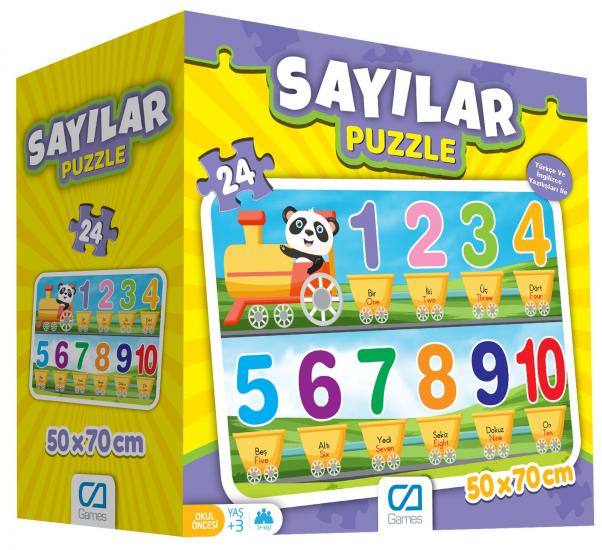 Renkli Eğlenceli Sayılar Kutulu Yer Puzzle/Yapboz 24 Parça