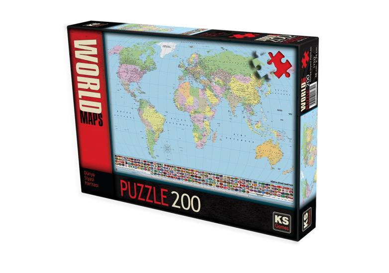 Eğitici Dünya Siyasi Haritası Puzzle/Yapboz 200 Parça