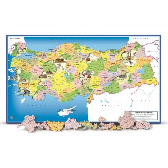 İl Sınırlarına Göre Kesilmiş Eğitici Türkiye Siyasi Haritası Puzzle