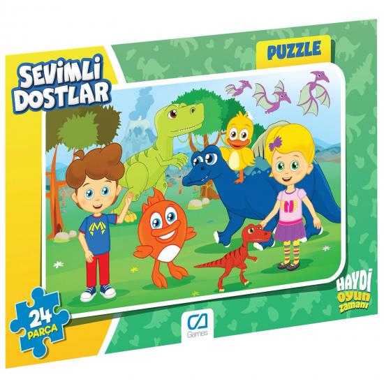 Sevimli Dostlar Kırmızı Balık Frame Puzzle/yapboz 24 Parça (Yeşil Tema)