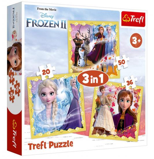 Frozen Anna ve Elsa’nın Gücü 3’lü Kutulu Puzzle/Yapboz 20+36+50 Parça