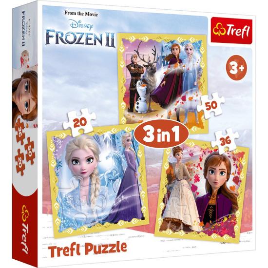 Frozen Anna ve Elsa’nın Gücü 3’lü Kutulu Puzzle/Yapboz 20+36+50’parça