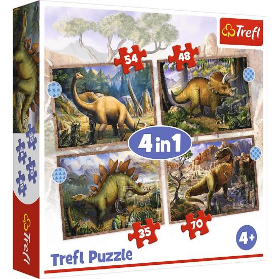 İlginç Dinozorlar 4’lü Puzzle/Yapboz (35+48+54+70 Parça)