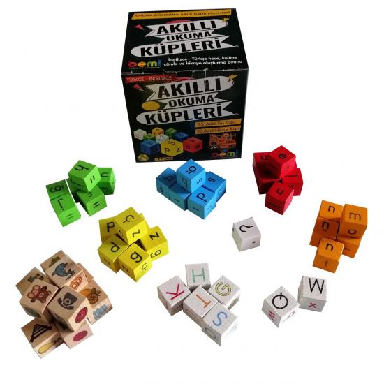 Eğitici Eğlenceli Renkli Ahşap Akıllı Okuma Küpleri