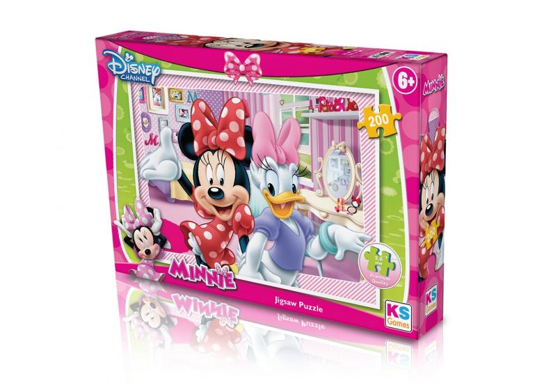 Disney Minnie (Mini Mause) Lisanslı Kutulu Puzzle/Yapboz 200 Parça
