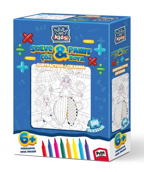 Kesman Kitap Eğlenceli Çöz-Boya 100 parça Puzzle/Yapboz Seti (Çıkarma İşlemi)