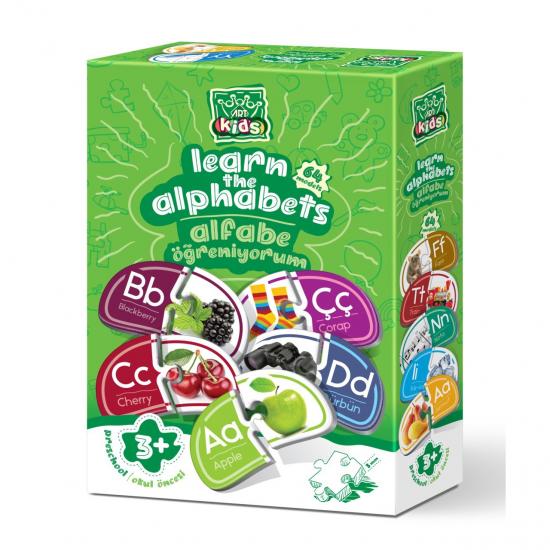 Eğitici Resimli Kartlar ile Alfabe Öğreniyorum Puzzle Seti 128 Parça