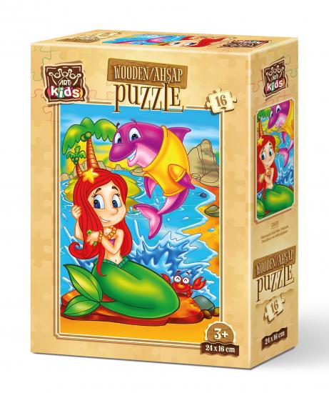 Deniz Kızı ve Arkadaşları 16 Parça Ahşap (Wooden) Puzzle/Yapboz