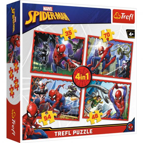 Marvel Spider-man Örümcek Adam 4’lü Puzzle/Yapboz (35+48+54+70 Parça)