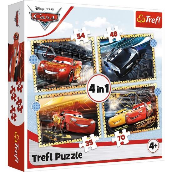 Disney Cars 3 (READY, STEADY, GO) 4 lü Puzzle/Yapboz (35+48+54+70 Parça)