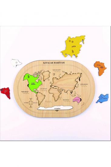Eğitici Ahşap Harfler/Tetris/Kıtalar Haritası 3’lü Set Bultak/Puzzle