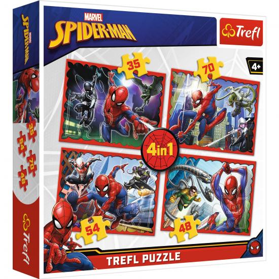 Marvel Spider-man Örümcek Adam 4 lü Puzzle/Yapboz (35+48+54+70)