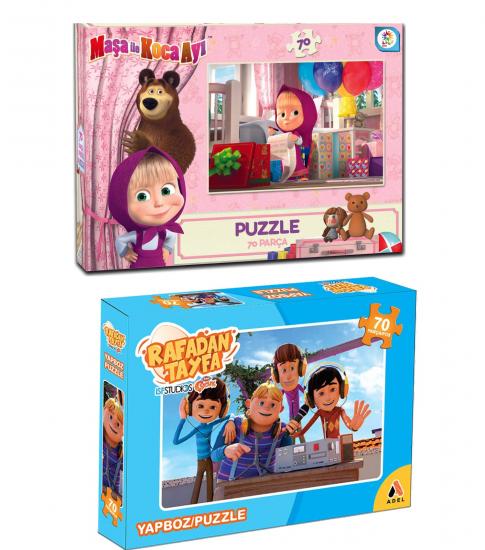 Rafadan Tayfa + Maşa ile Koca Ayı 2 li Lisanslı Puzzle/Yapboz Set