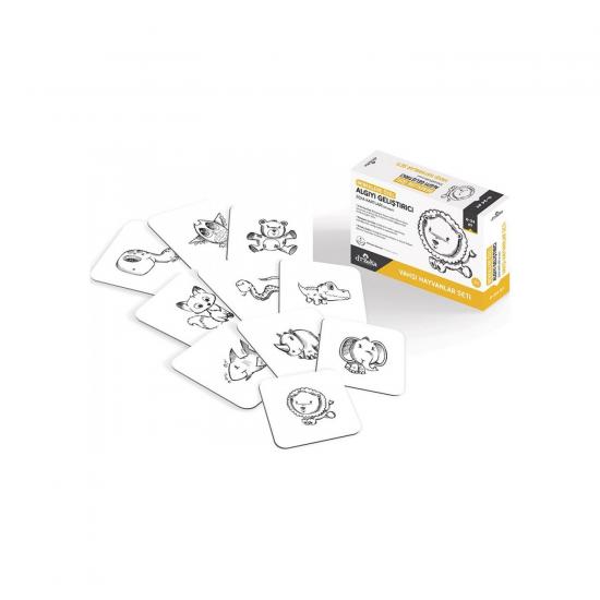 Bebeklere Özel Dikkat ve Algı Geliştirici Zeka Kartları - Vahşi Hayvanlar Seti 0-24 Ay