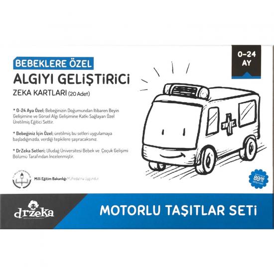 Bebeklere Özel Dikkat ve Algı Geliştirici Zeka Kartları - Taşıtlar Seti 0-24 Ay