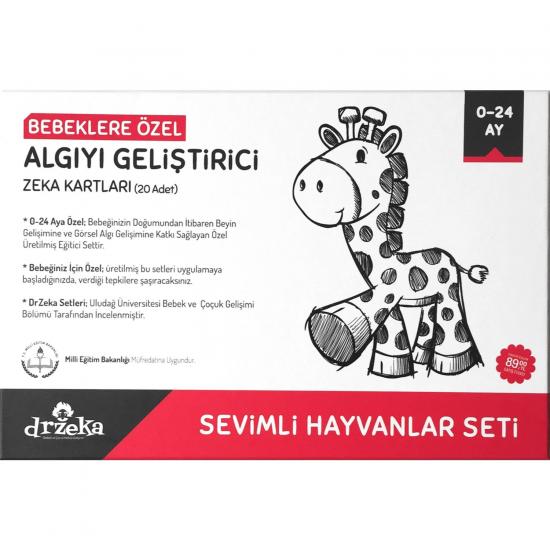 Bebeklere Özel Dikkat ve Algı Geliştirici Zeka Kartları -Sevimli Hayvanlar Seti 0-24 Ay