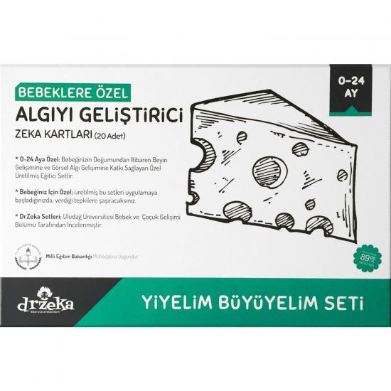 Bebeklere Özel Dikkat ve Algı Geliştirici Zeka Kartları -Yiyelim Büyüyelim Seti 0-24 Ay