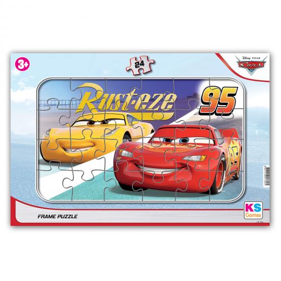 Cars Şimşek Mc queen ile Kral Şakir Puzzle/Yapboz 2 li Set (24+35)