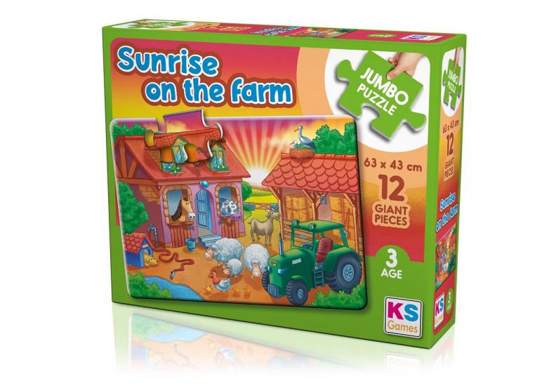 Çiftlikte Gün Doğumu Jumbo Puzzle/Yapboz 12 parça (3 yaş)