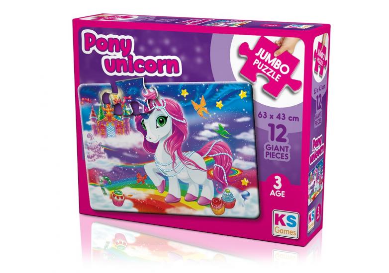 Pony Unicorn (Tek Boynuzlu At) Jumbo Puzzle/Yapboz 12 parça (3 yaş)